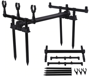 2024 Telescopic Adjustable ABS+Aluminum Carp Fishing Rod Pods with Bite Alarm