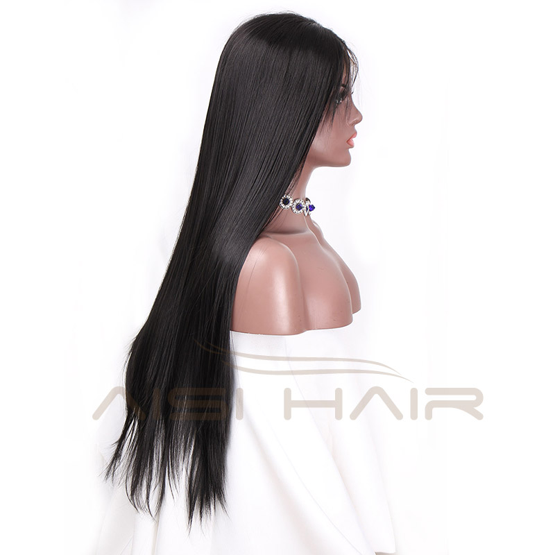 Aisi Hair Wholesale Long Silky Straight Black Synthetic Lace Front Wigs With Baby Hair For Women Heat Resistant Fiber