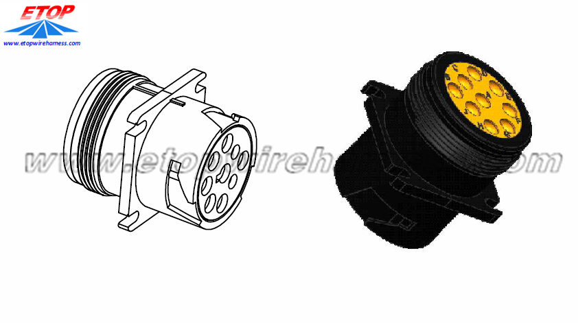 J1939P Swart fjouwerkant Type connector