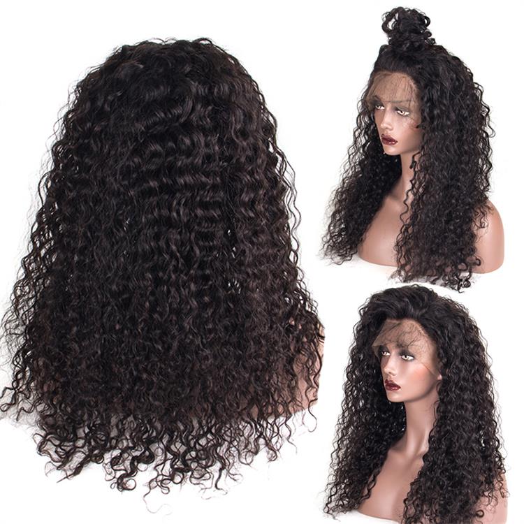 Best Real Remy Hair Indian 100% Human Hair Wigs Raw Curly Wave Hair 360 Lace Wig