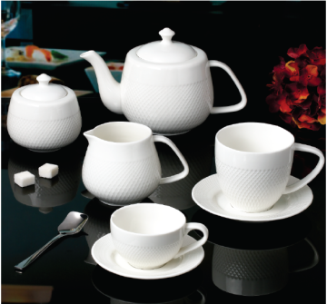 NEW BONE CHINA EMBOSSED  TEA SET