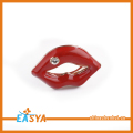 Moda sexo las mujeres esmalte cristal anillo de labio rojo