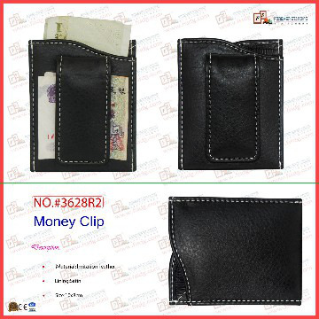 High quality lleather money clip wallet(3628R2)