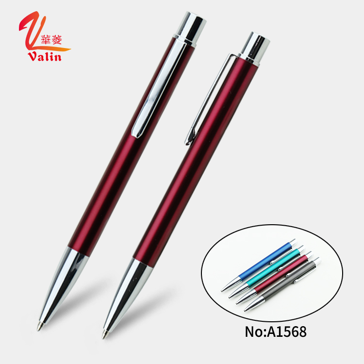 Most popular click open slim metal ball pen for school office writing