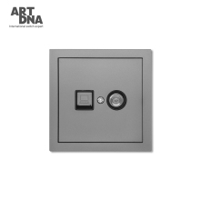 ARTDNA Skin Feel Gray EU Standard Matte Finish Computer and F-Male TV Wall Outlet Socket (CAT.6)
