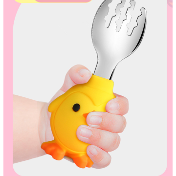 Kustom Penguin Balita Silicone Stainless-Steel Spoon Fork