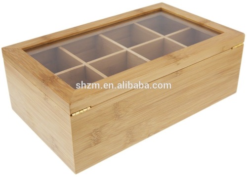 Manufacturer Bamboo Tea Box Healthy 100% Bamboo Tea Bin Storage Box 2015 Fashion Bamboo Watch Box 6Compartment Organizer Hotsale