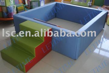 soft square PVC ball pool with steps and slide