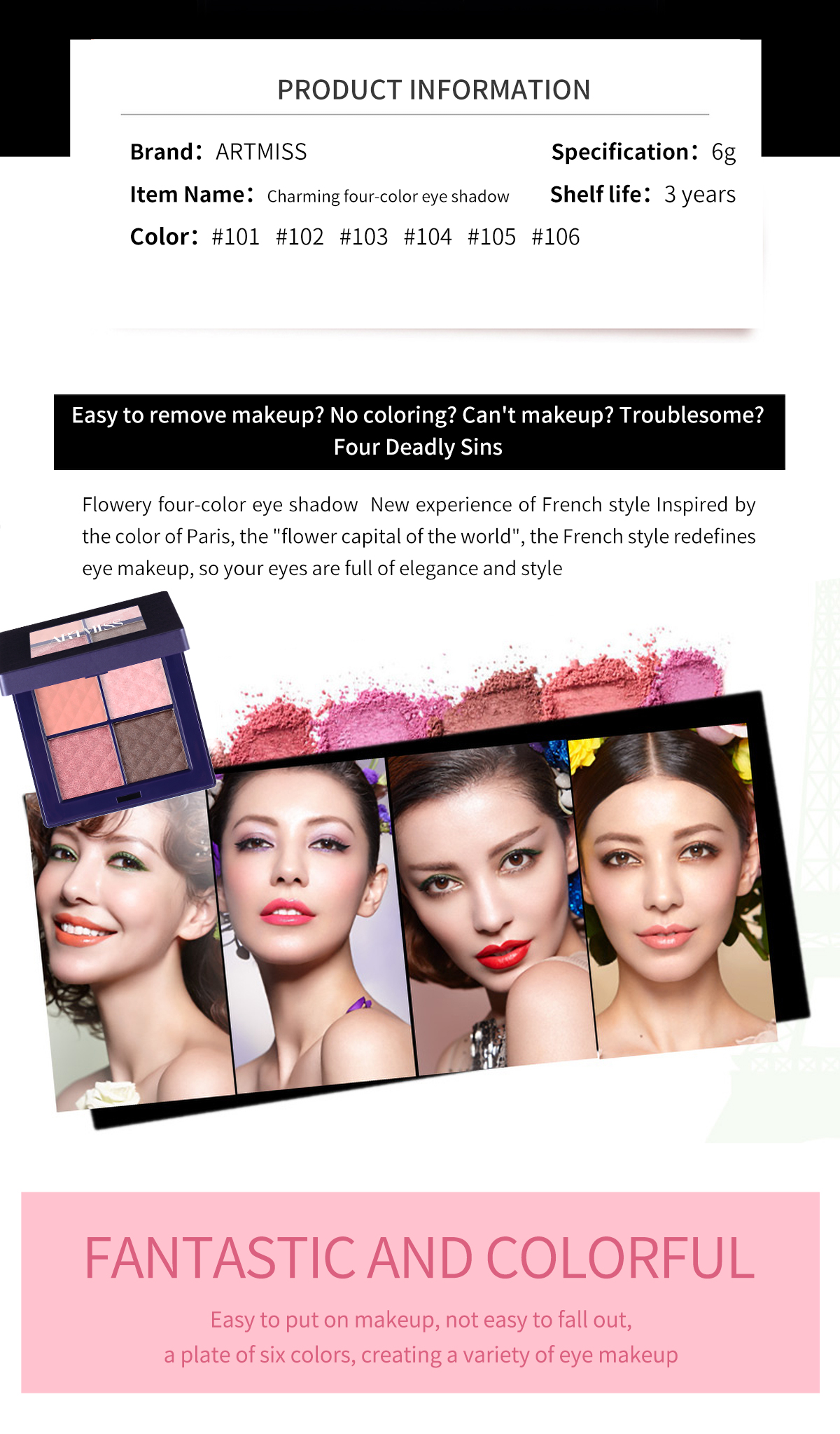 ARTMISS Vegan Pigmented Glitter Makeup Eyeshadow Palette