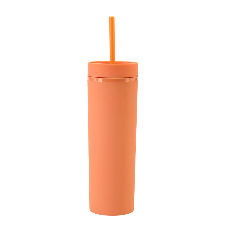 16oz Double Wall Plastic Tumblers Matte Pastel Colored Acrylic Tumblers with Lids and Straws