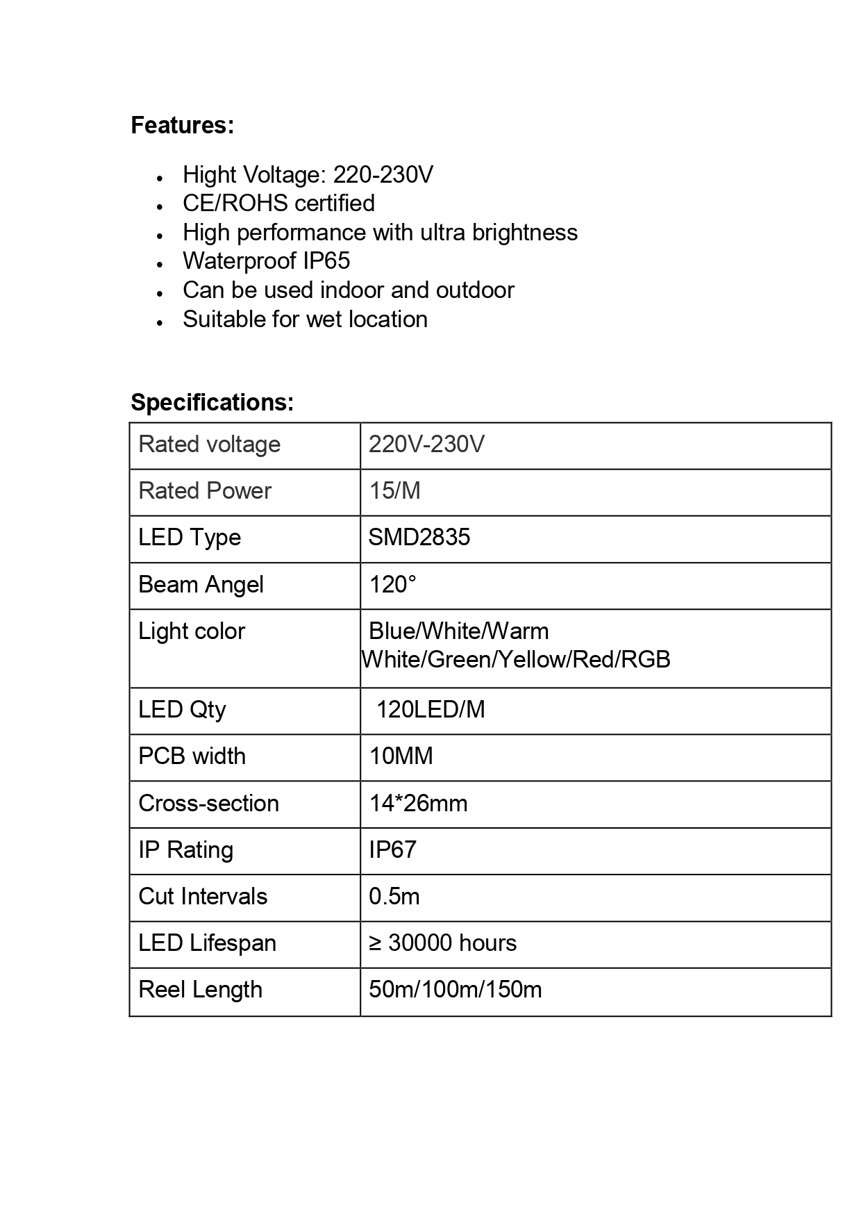 SMD LED Neon Flex 220V LED Rope Light