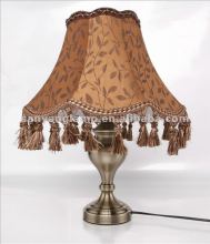 Antique brass table lamp with imitation sheepskin
