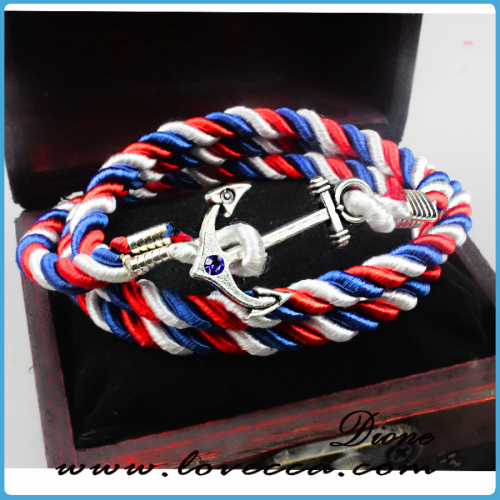 Customized Mens Anchor Bracelet, Nautical Rope bracelet Cuff