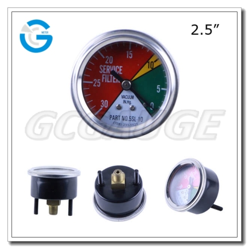 High quality black steel vacuum pressure manometer with U-clamp mounting