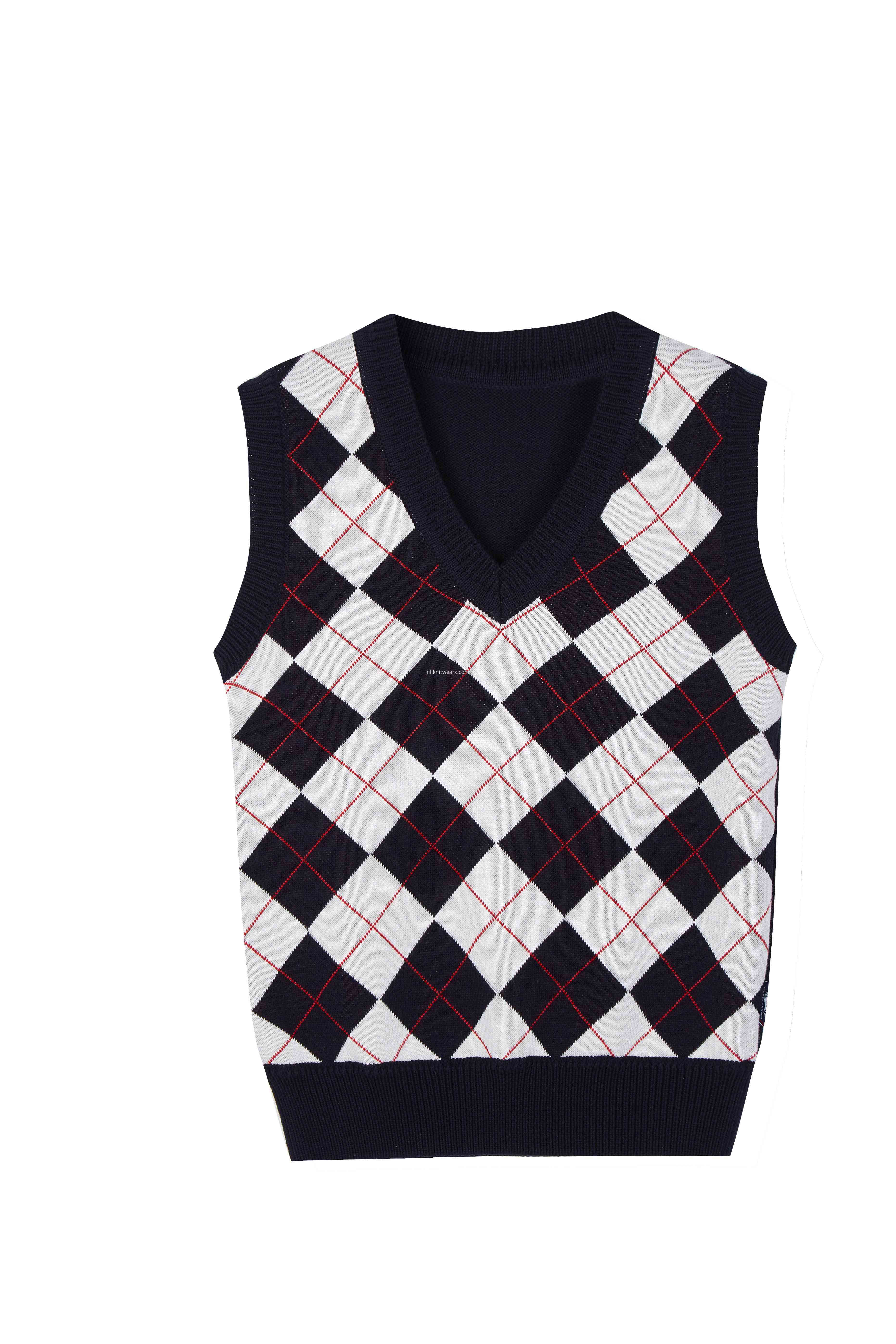 Boy's Knitted Diamond Crossing Line School Vest