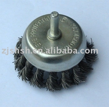 shank-mounted cup brush -twisted wire