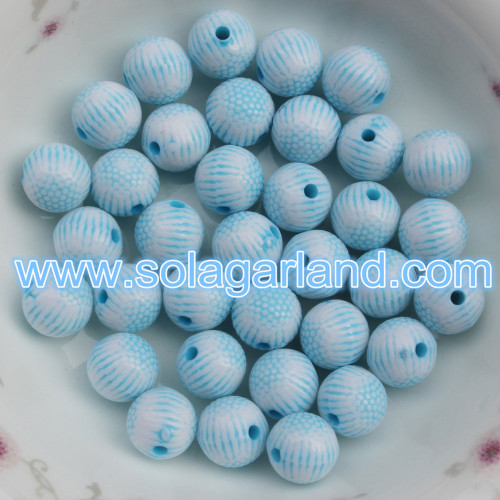 8MM 10MM 12MM Acrylic Plastic Round Striped Gumball Beads