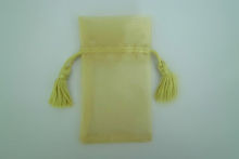 Yellow Sheer Organza Drawstring Pouch For Jewelry Packing , Polyester