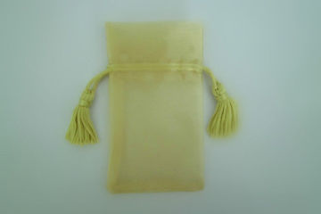 Yellow Sheer Organza Drawstring Pouch For Jewelry Packing , Polyester