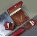 Boîte à bijoux Boîte en cuir renouvelable Texture en cuir Boîte de bijoux Boîte à collier