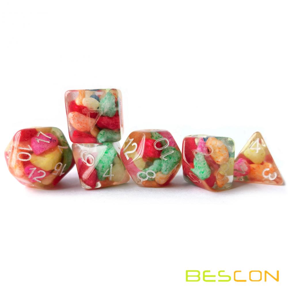 Donjons et dragons 7pcs Dice Ensemble avec de la pierre colorée insérée