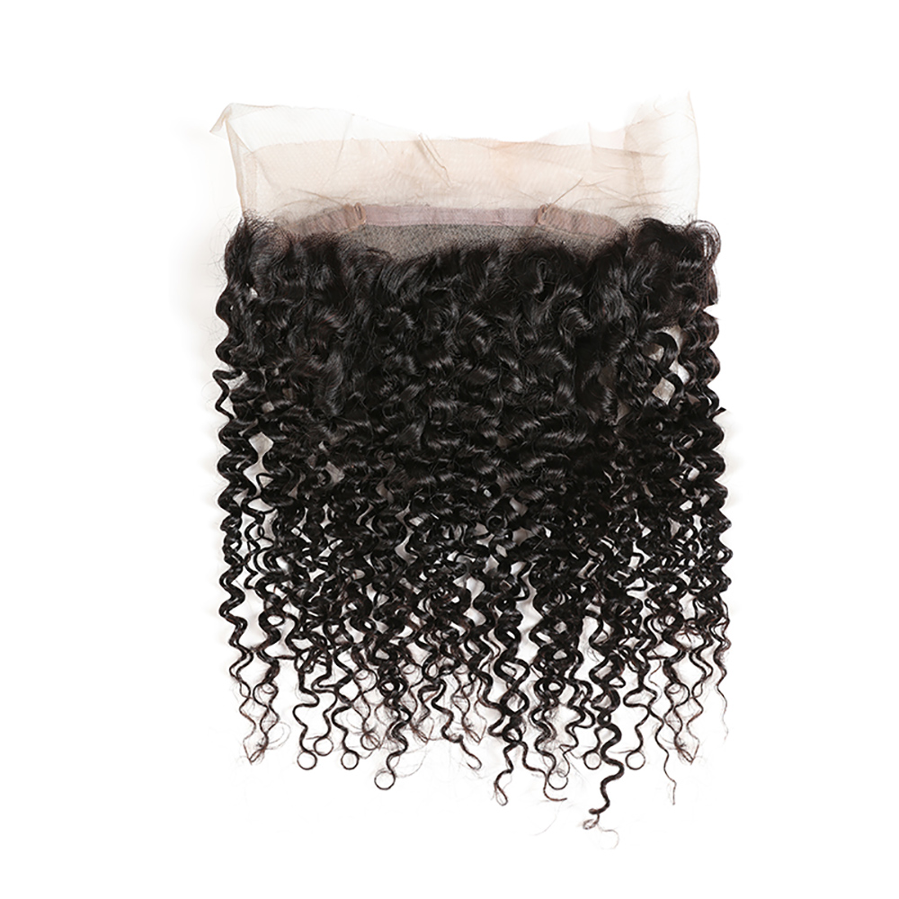 100% Unprocessed from One Donor  Thin Lace Natural Hairline Kinky curl Silk Base 360 Lace Frontal Closure