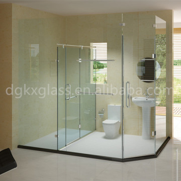 Sliding glass shower door in bath room