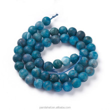 15.5 Inch 6mm Frosted Round Natural Apatite Beads Strands - Pandahall