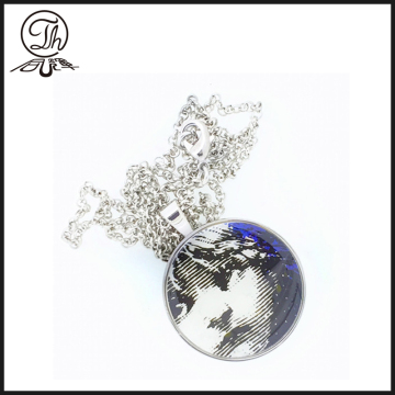 Imitation Jewel dog tag charm necklace