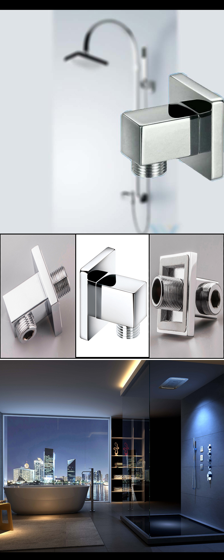 Different style different choice Square Wall union brass Elbow for concealed showers
