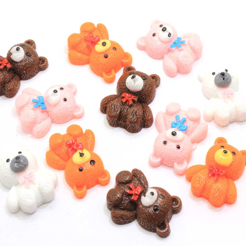 Newest Bear Resin Figurines Fairy Garden Toys Kawaii Animal Decoration Keychain DIY Art Decor Scrapbook Making