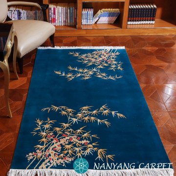 4'x6' Handmade Wool Silk Carpet Bamboo Rug