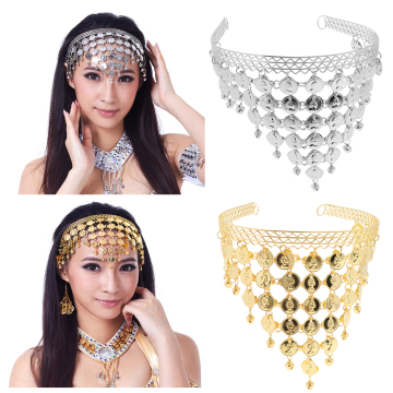 Womens Belly Dance Headband Sequins Coins Tassels Headpiece Gypsy Outfit Decor Hair Jewelry Accessories