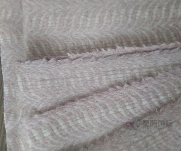 Luxurious Herringbone Pink Wool Fabric