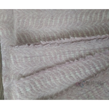 Luxurious Herringbone Pink Wool Fabric