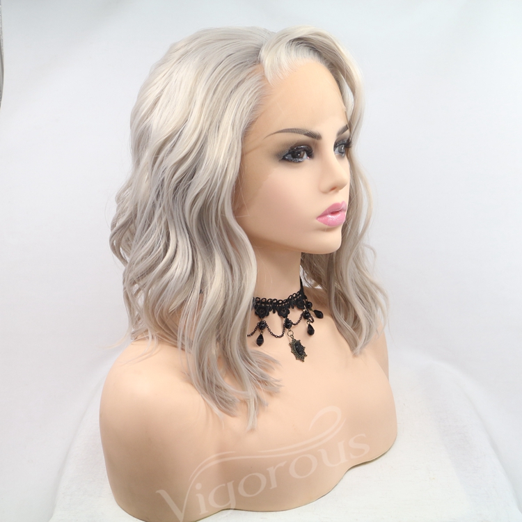 Vigorous mono short bob premium high quality afro kinky curly wholesale black women synthetic hair wigs lace front