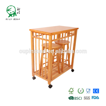 Competitive price wood kitchen trolley with chairs