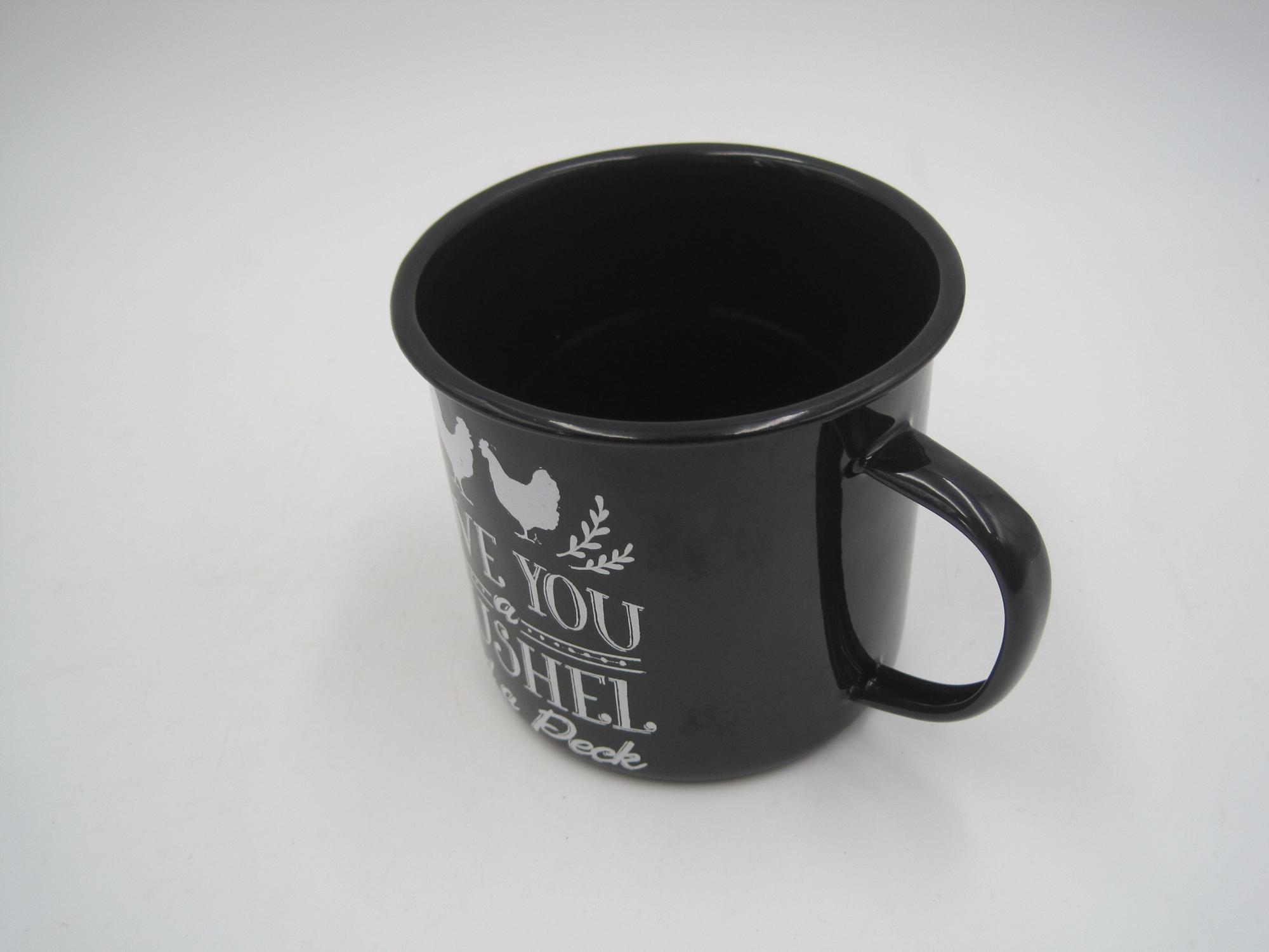 Food Safe Mug Enamel White Mug with black rim