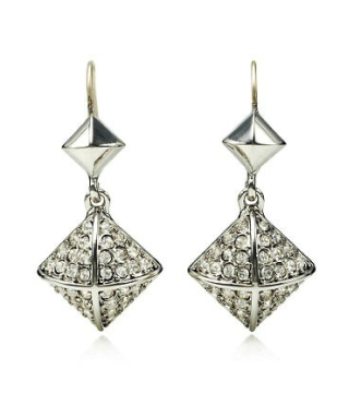 Silver stars drop earring with CZ diamond