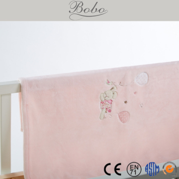 Embroidered Animal Pattern Flannel Baby Blanket