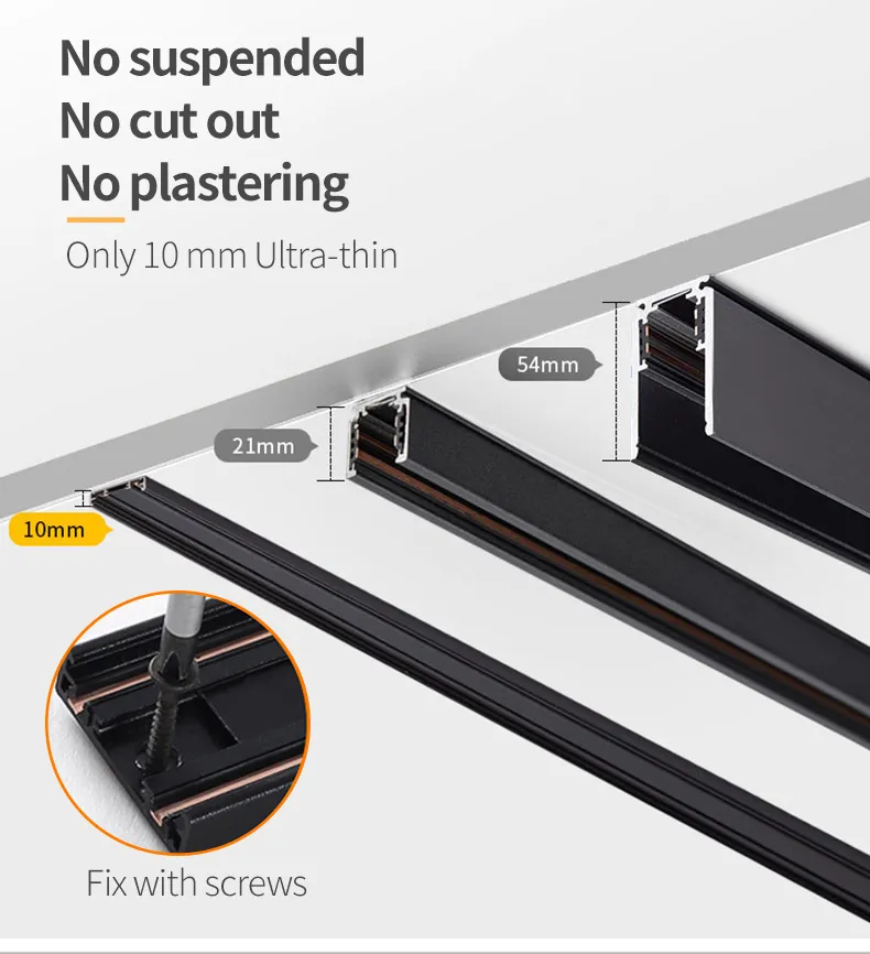 Erdu Ceiling Linear 48V 35mm Slim Rail Magnetic Track Light System Ultra Thin Surface Mounted COB Spotlight LED Magnetic Track L
