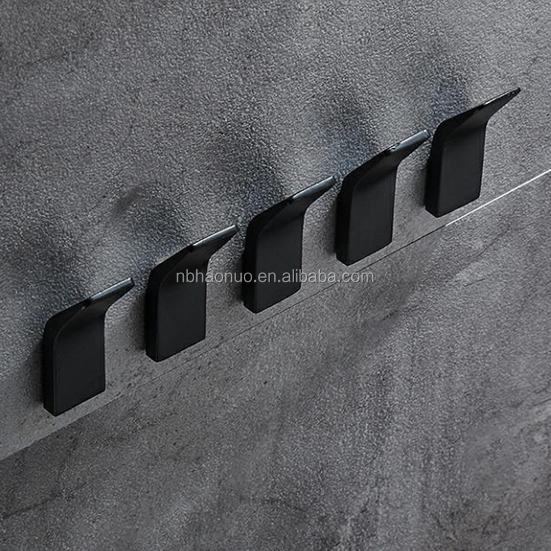 Nordic wind metal black nail-free seamless towel hook bath towel hook kitchen hook