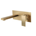 In-wall brushed gold four-way hot and cold faucet