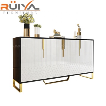 Factory Wholesaler Designer Wooden Sideboard with Glass Top Buffet Cabinet
