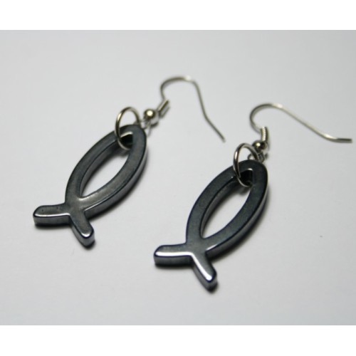 Hematite Earring with silver color finding