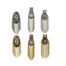 Hot Selling Metal Punk Beaded Shoulder Patches with Tassels