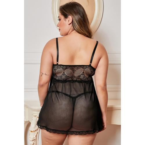 Conjunto de lencería Babydoll + Tanga con vendaje cruzado