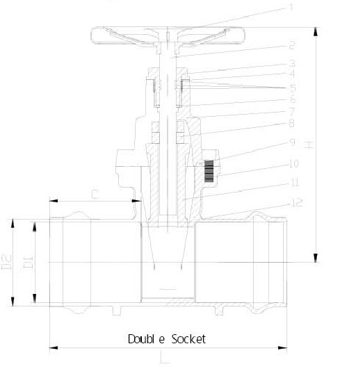 Resilient Seated Double Socket Gate Valve With Handwheel For Pvc Pipe ...