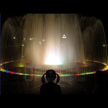 Outdoor music dancing performing colorful water fountains