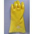 Guantes de forro de algodón de la inmersión de PVC amarillo